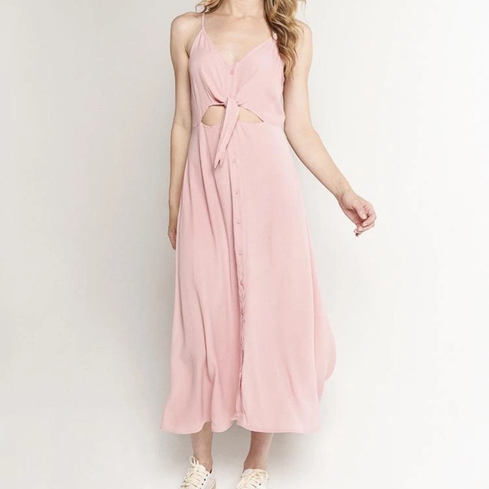 RE:NAMED VICKI PEEP MIDI DRESS Black